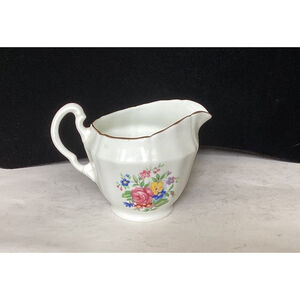 Adderley Fine Bone China Creamer Pitcher England White & Floral Vintage